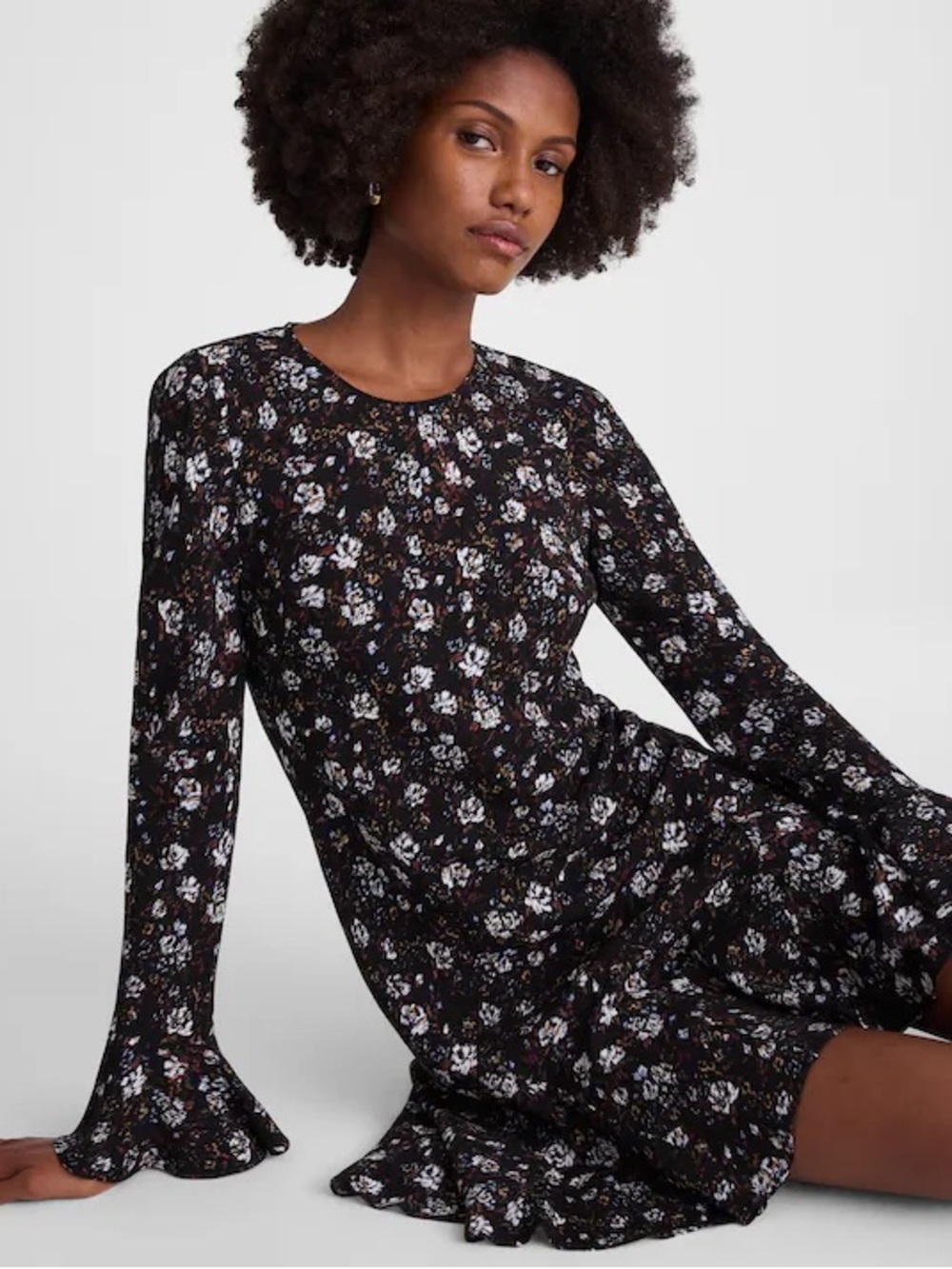 Madewell Long-Sleeve A-Line Mini Dress Rose Brown and Ivory Size 14